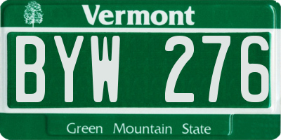 VT license plate BYW276
