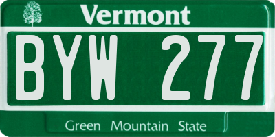 VT license plate BYW277