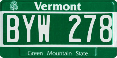 VT license plate BYW278