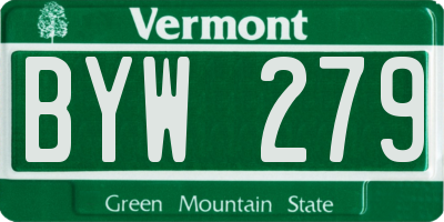 VT license plate BYW279