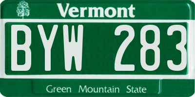 VT license plate BYW283