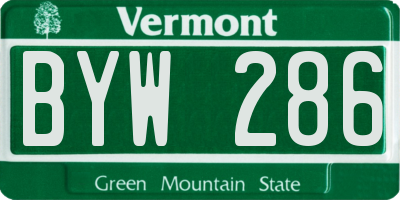 VT license plate BYW286