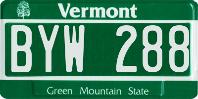 VT license plate BYW288