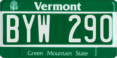 VT license plate BYW290
