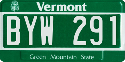 VT license plate BYW291