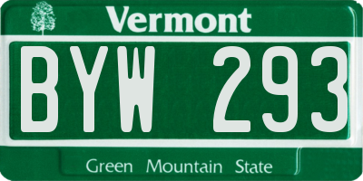 VT license plate BYW293