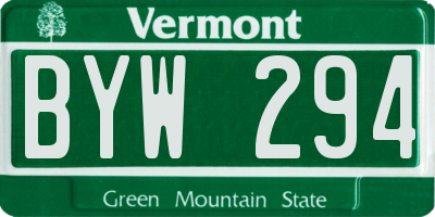 VT license plate BYW294