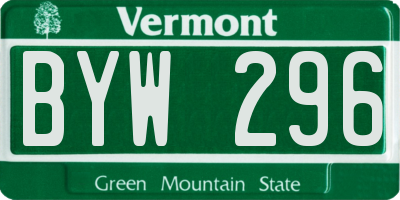 VT license plate BYW296
