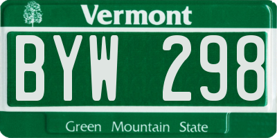 VT license plate BYW298