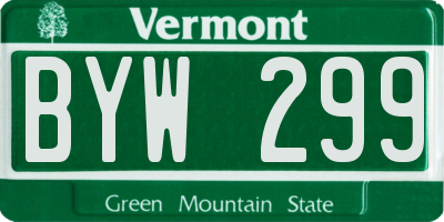 VT license plate BYW299
