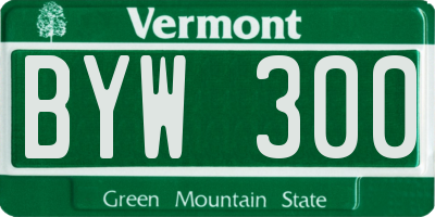 VT license plate BYW300