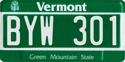 VT license plate BYW301