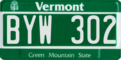 VT license plate BYW302