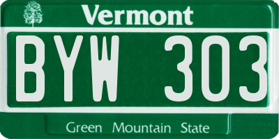 VT license plate BYW303