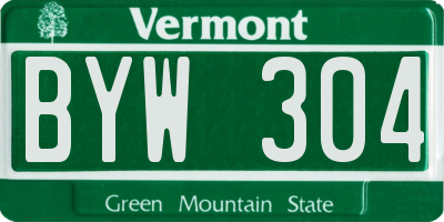 VT license plate BYW304