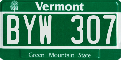 VT license plate BYW307