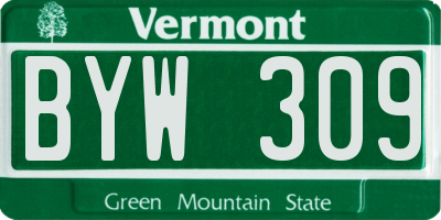 VT license plate BYW309