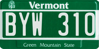 VT license plate BYW310