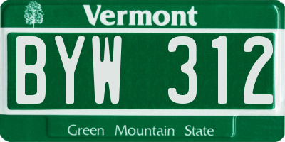 VT license plate BYW312