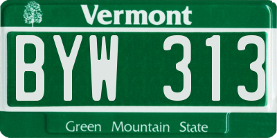 VT license plate BYW313