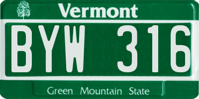 VT license plate BYW316