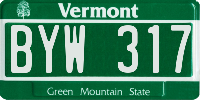 VT license plate BYW317