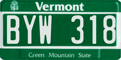 VT license plate BYW318