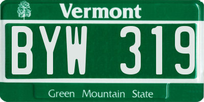 VT license plate BYW319