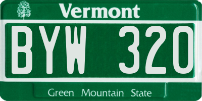 VT license plate BYW320