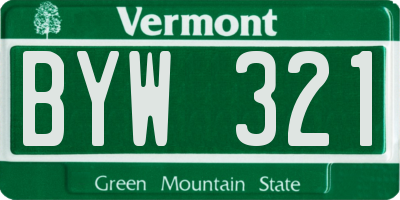VT license plate BYW321