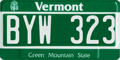 VT license plate BYW323