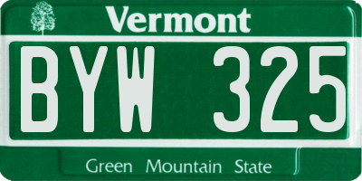 VT license plate BYW325