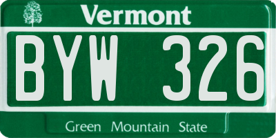 VT license plate BYW326