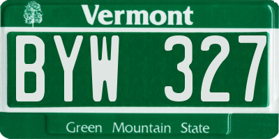 VT license plate BYW327