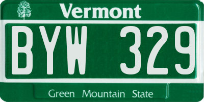 VT license plate BYW329