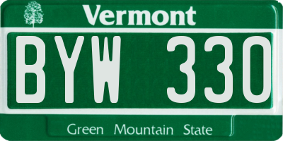 VT license plate BYW330