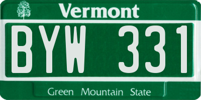 VT license plate BYW331