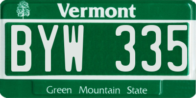 VT license plate BYW335