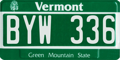 VT license plate BYW336