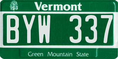 VT license plate BYW337