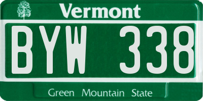 VT license plate BYW338