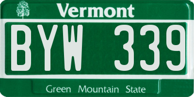 VT license plate BYW339