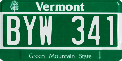 VT license plate BYW341
