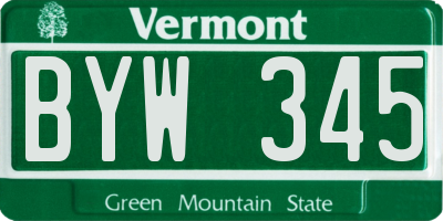 VT license plate BYW345