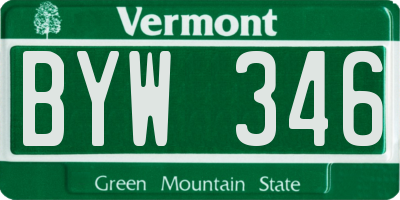 VT license plate BYW346
