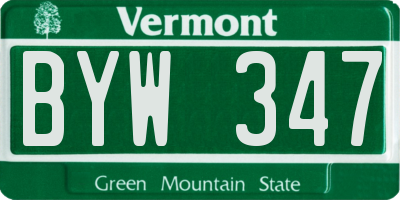 VT license plate BYW347