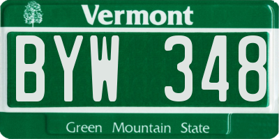 VT license plate BYW348