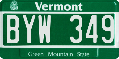 VT license plate BYW349