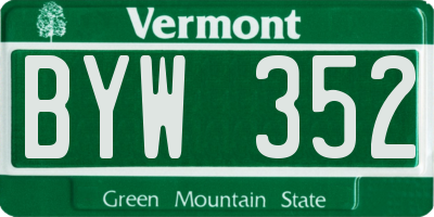 VT license plate BYW352