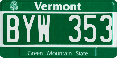 VT license plate BYW353